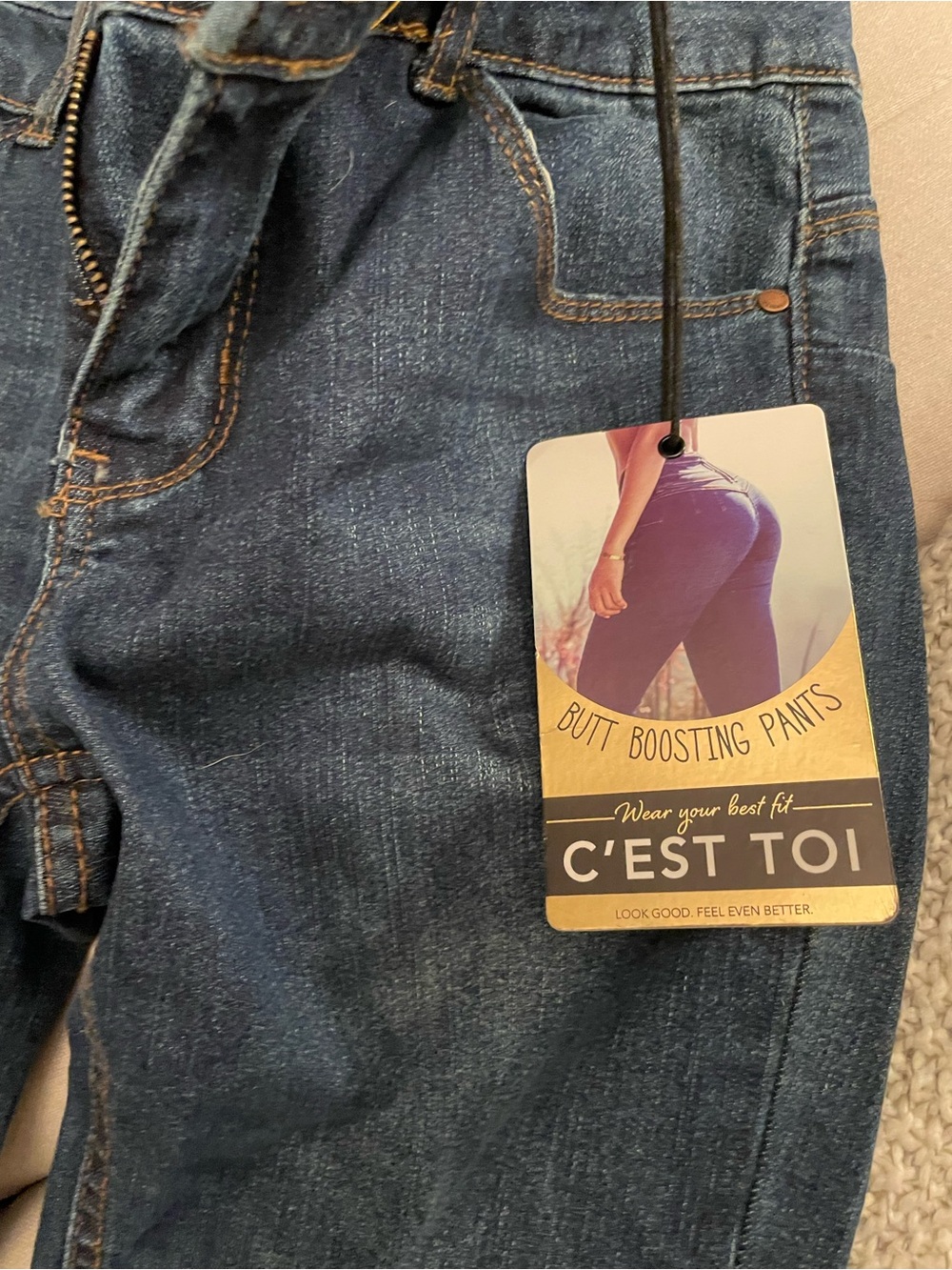 C'EST TOI Women's Butt Boosting Dark Wash Jeggings